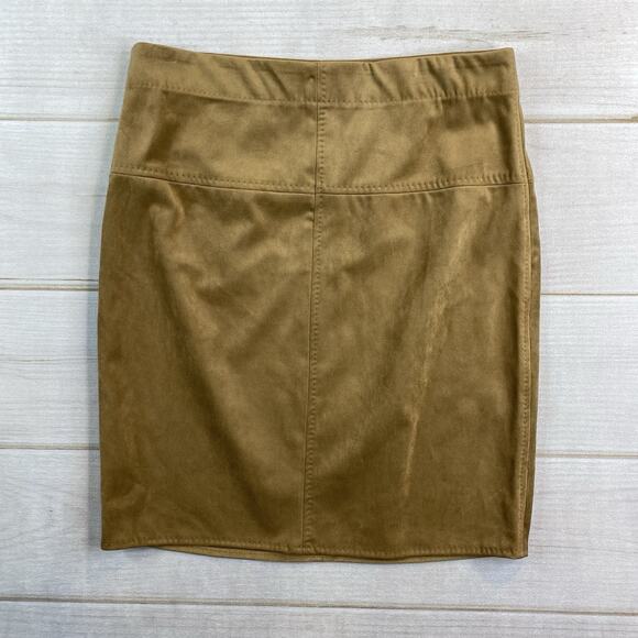 Max Studio Skirt Size S Camel Brown Faux Suede Stretch Above Knee Unlined NWT - Picture 1 of 8